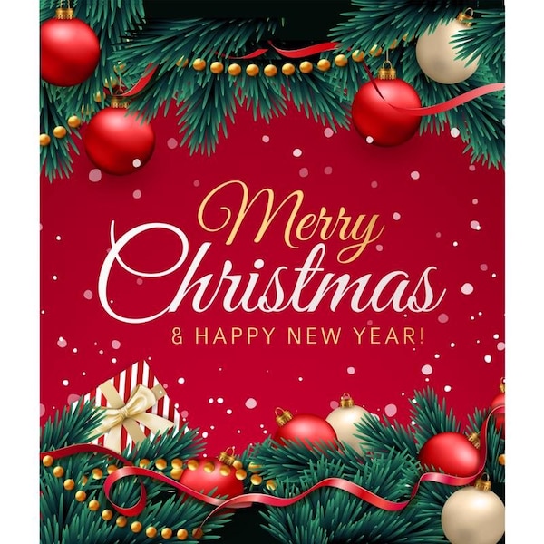 Garage Celebrations Merry Christmas and Happy New Year 7 ft. x 8 ft. Garage Door Cover RE1-07-08-001 - main